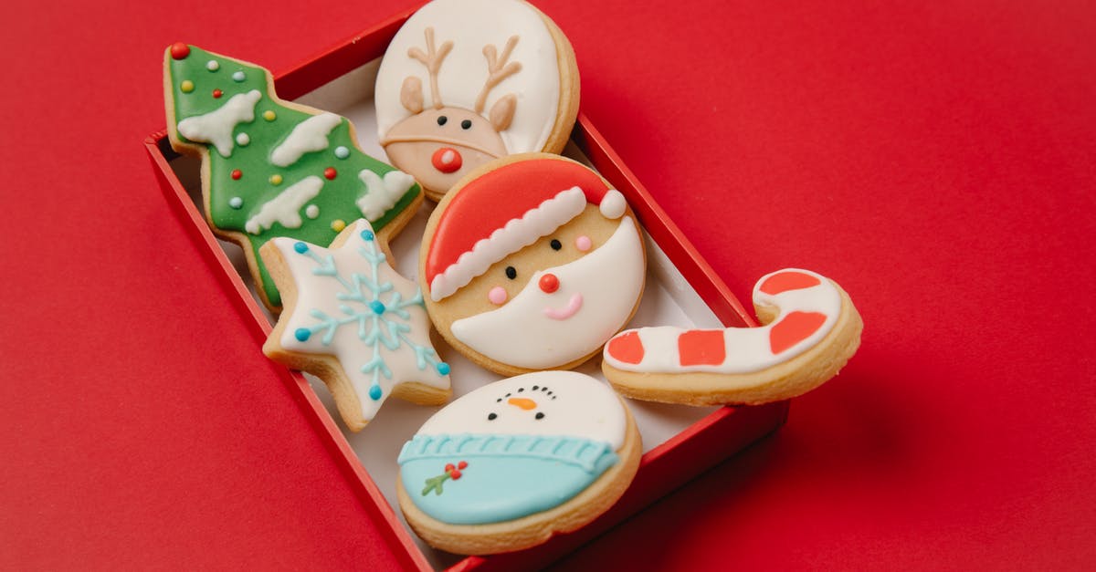 Accidentally omitted salt from my gingerbread cookies... what should I do? - High angle of small box with traditional Christmas biscuits covered with colourful icing on red background