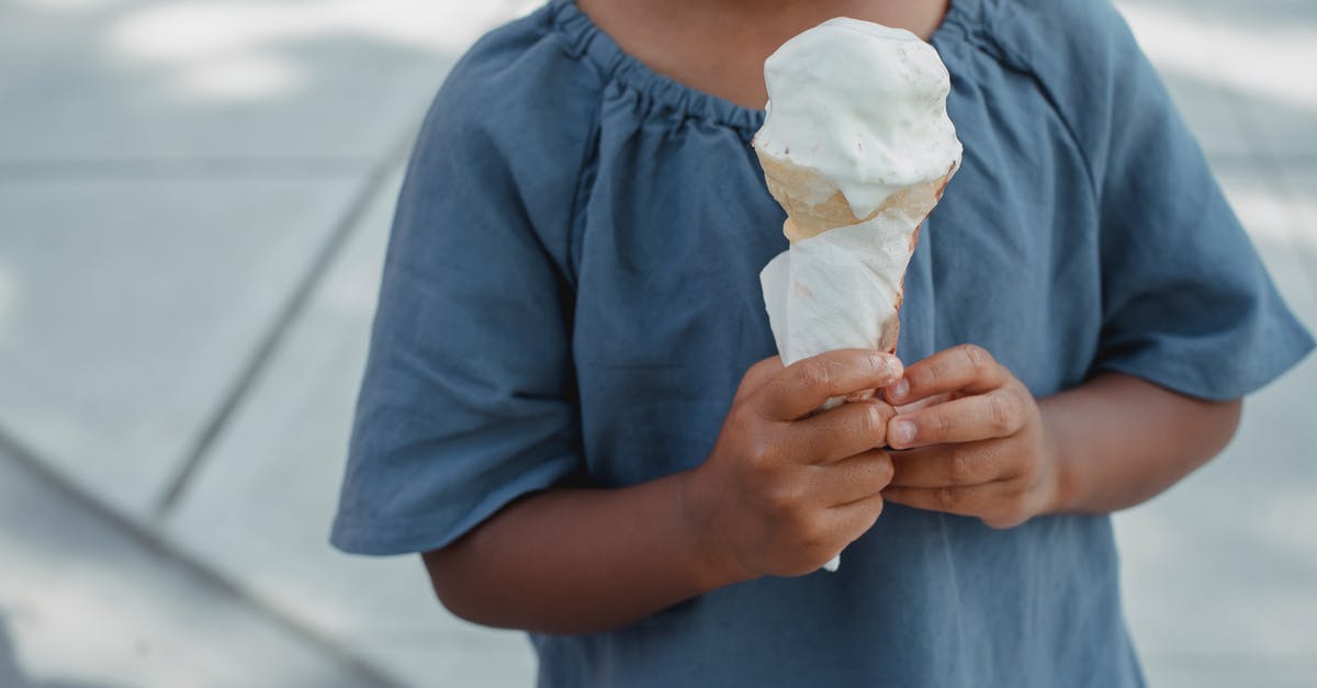 Adding melted butter to cold milk in baking - Child with melting ice cream cone