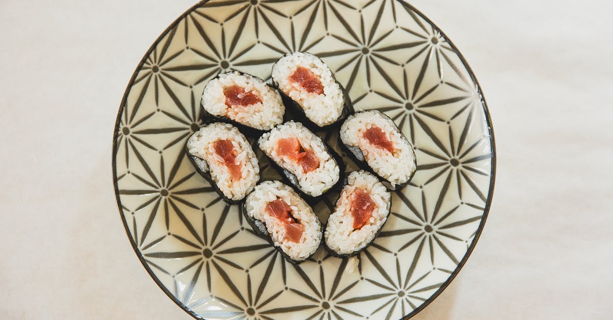 Adjusting an instant-rice recipe for regular rice - Delicious sushi served on plate