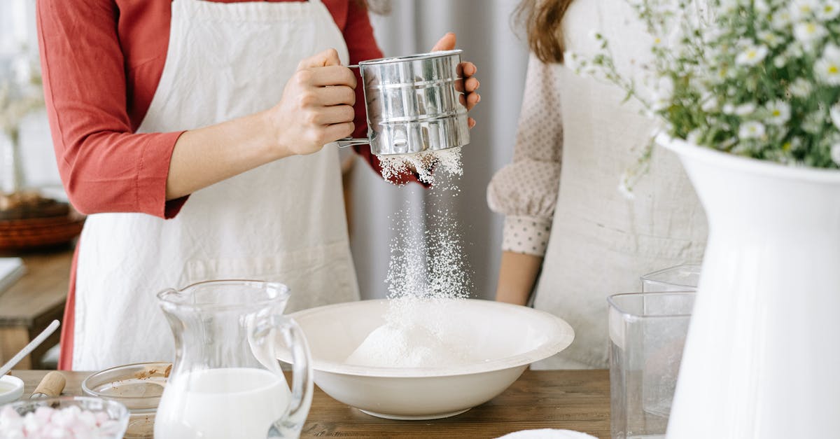 Adjusting baking powder to work with almond milk - Woman Wearing an Apron Holding a Sifter