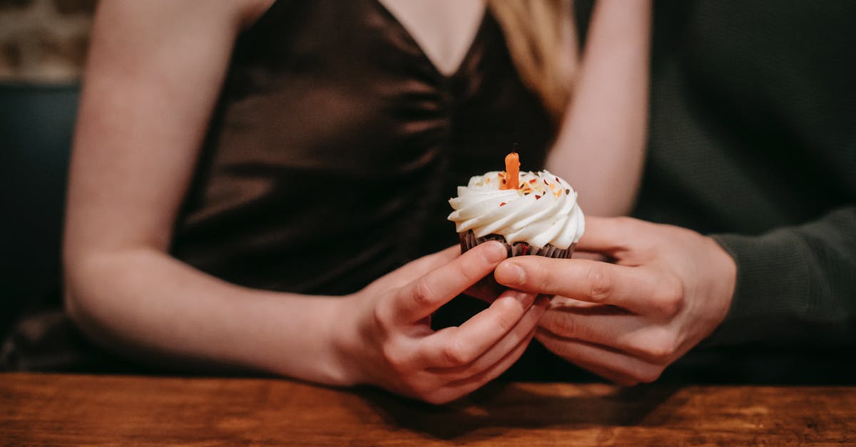 Adjusting baking time and temp for small cupcakes? [duplicate] - Anonymous couple celebrating with cupcake in cafe