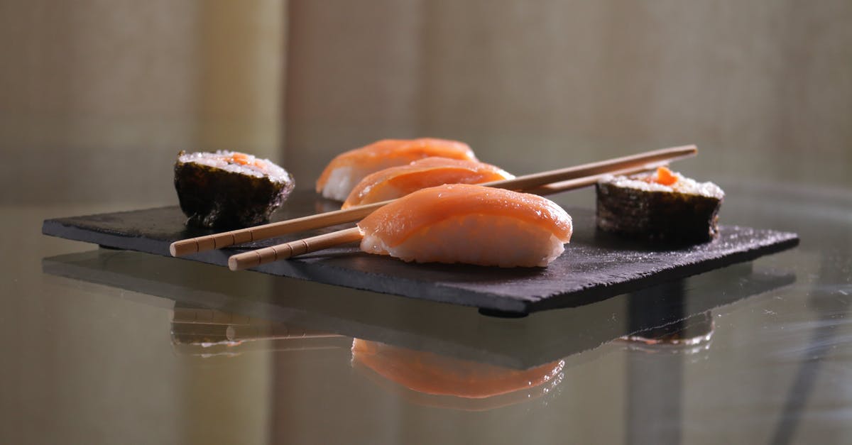 Alternative to Escolar ("Butter Fish") for Nigirizushi - A Plate of Sushi with Maki and Chopsticks