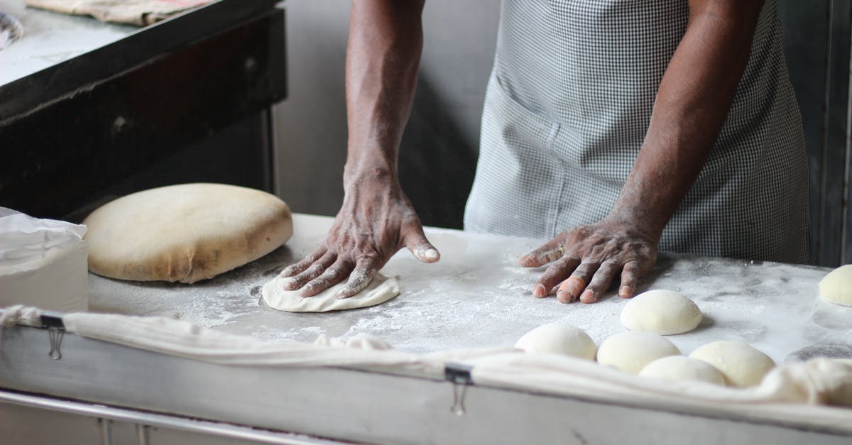 American pancakes: Why not substitute some wheat flour for starch? - Man Preparing Dough For Bread