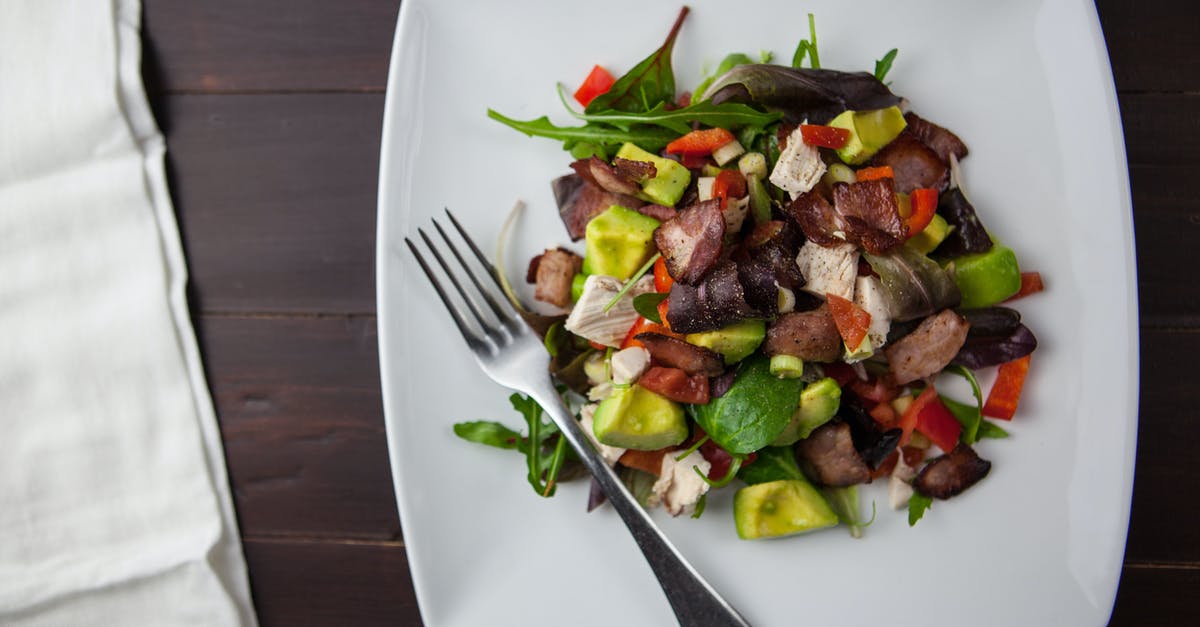 Bacon substitution - Vegetable Salad on Ceramic Plate