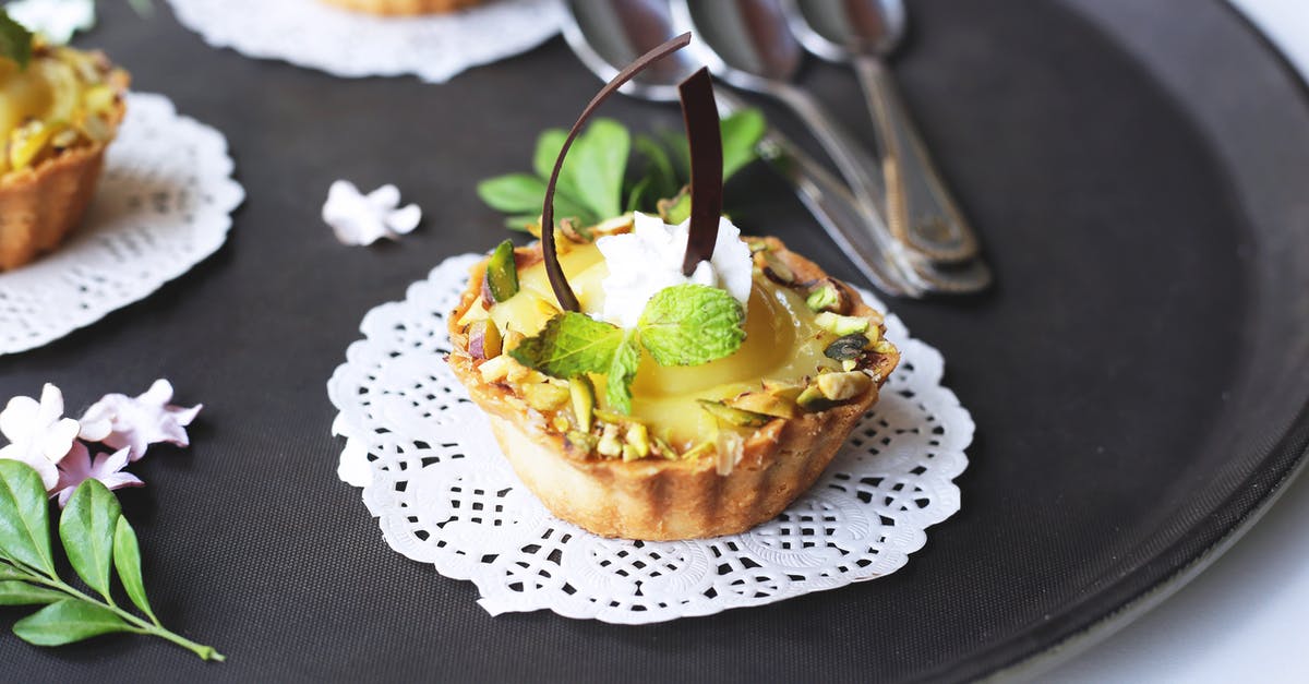 Baking a pie in air grill / electrical convection oven? - Egg Tart With Mint on Black Tray