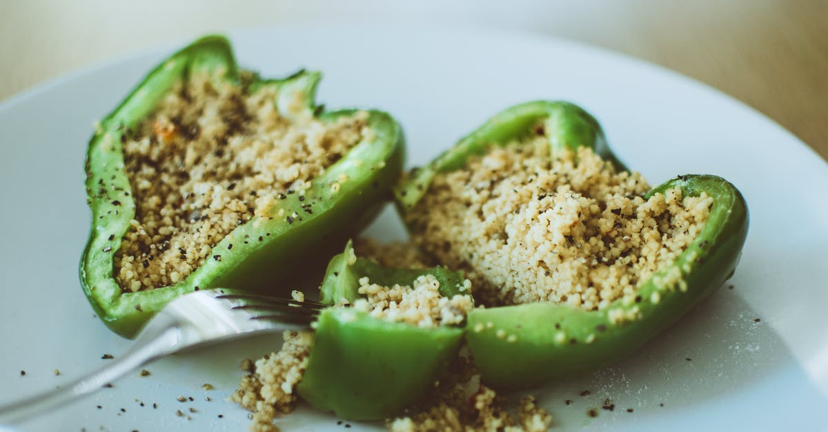 Bell Pepper cooking in the microwave - Green Bell Pepper Stuffed With Couscous