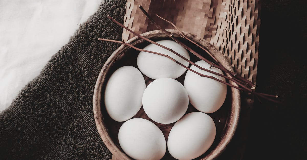 Better way of getting out excess water/oil from food other than paper towels? - From above of eggs in wicker bowl with branches placed on paper above towel