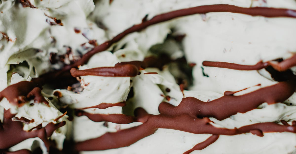 Biscotti with chocolate drizzle in batter - Close-up on Dried Chocolate Drizzle on Ice Cream