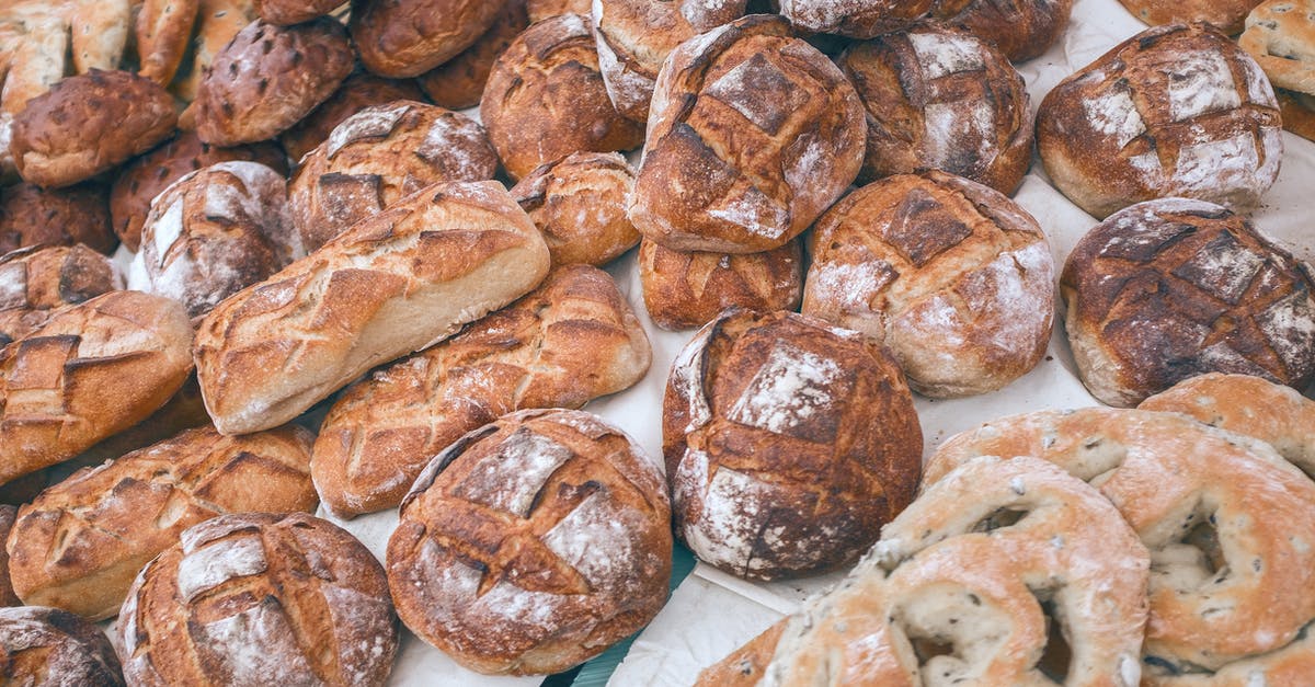 Bread crust separated from interior - Collection of delicious baked goods in local bakery