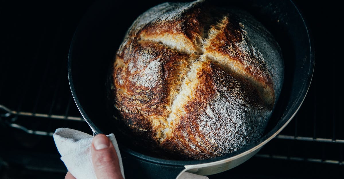 Bread Dough Dried out in Fridge - From above of crop anonymous chef pulling out fresh crispy bread from oven