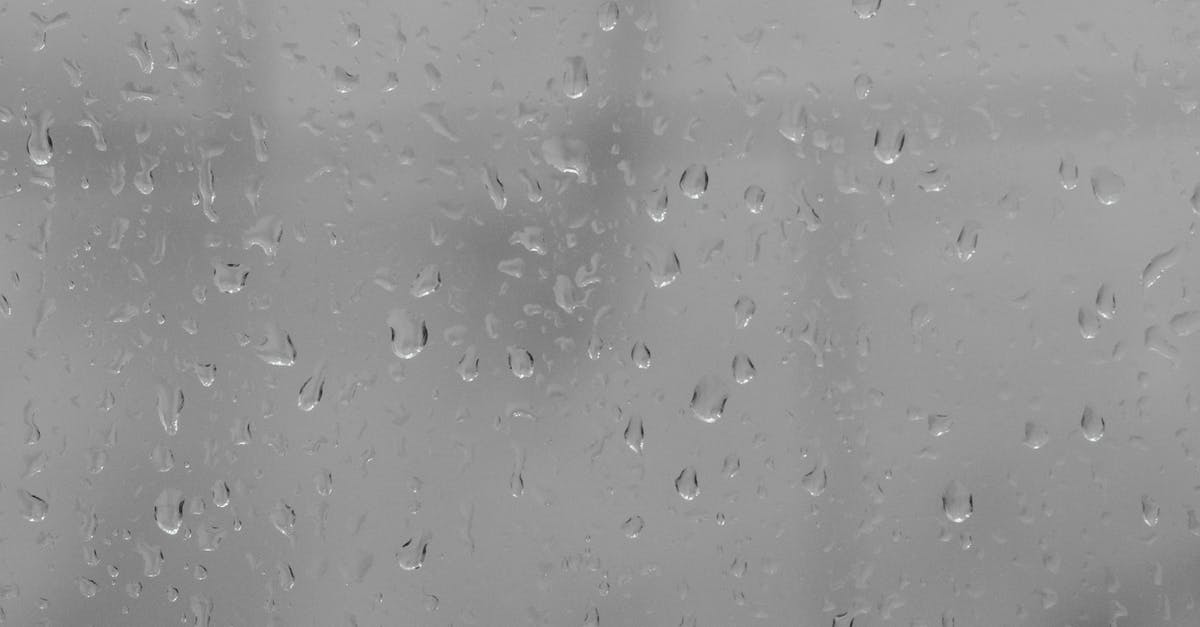 Bread is too moist in a humid climate - Full frame through window glass covered with water drops on rainy gloomy weather