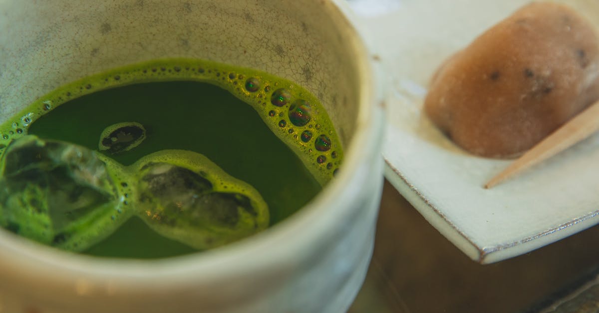 Cajeta with powdered goat's milk? Or evaporated? - Cup of matcha tea with sweets