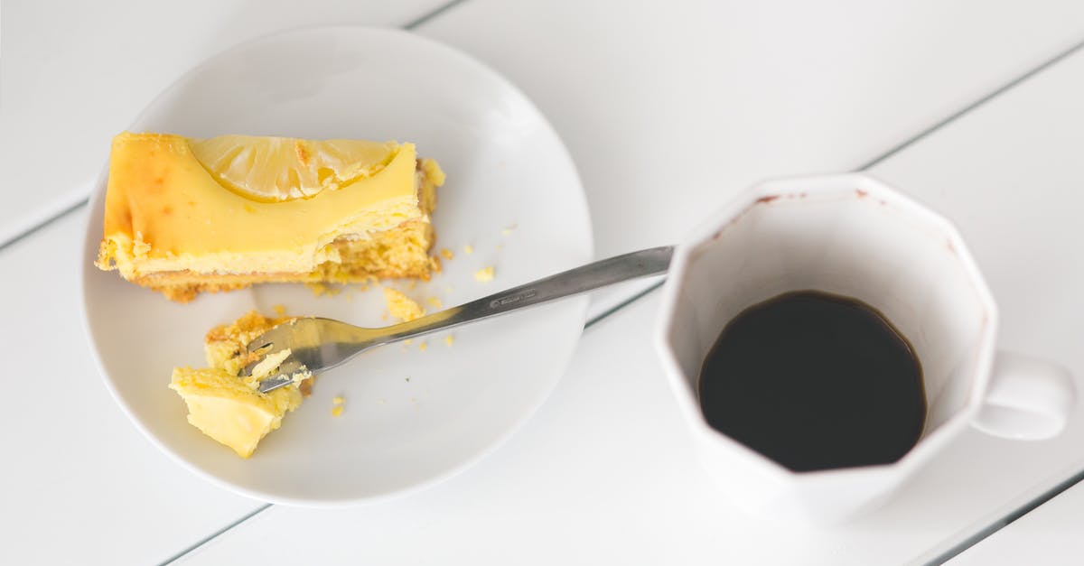 Can I bake a "no bake" cheesecake? - Cheesecake on plate and cup of coffee