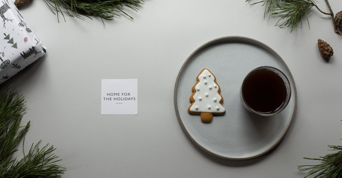 Can I convert this cocoa frosting to a coffee frosting instead? - Composition of coffee and cookie on table with greeting card and coniferous branches