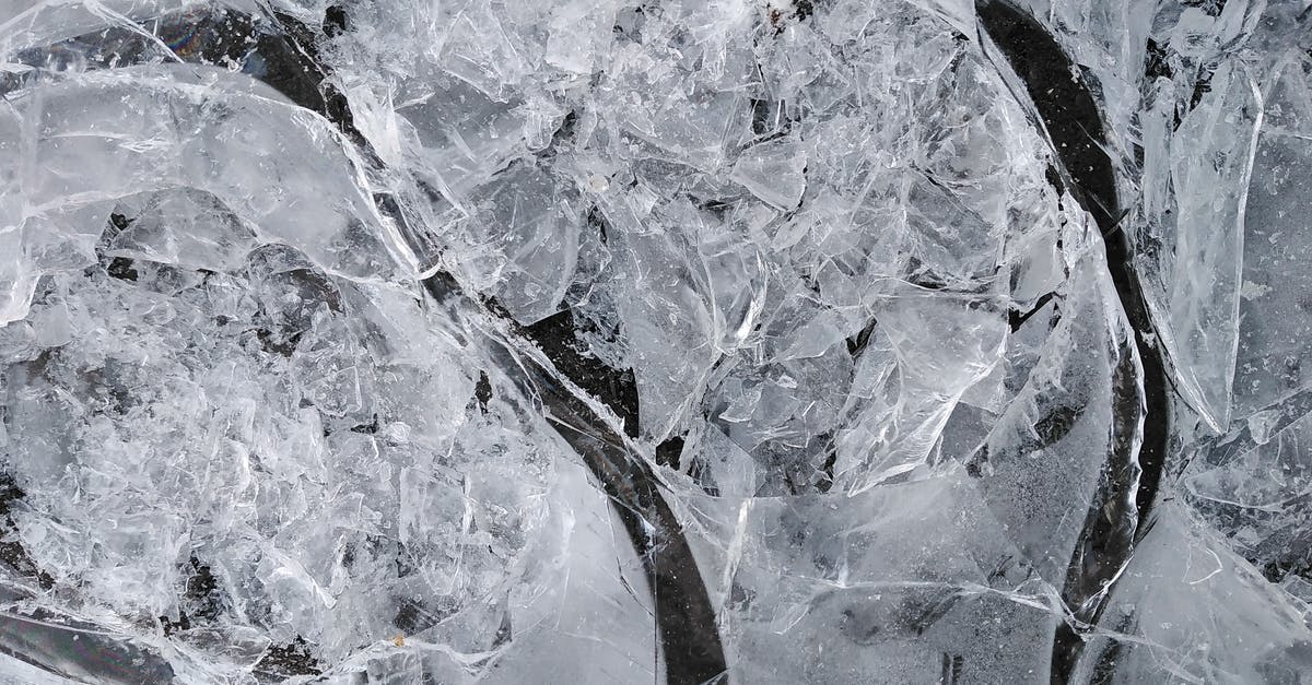 Can I fry my frozen Maitake pieces with other fresh mushrooms? - Top view of fragile ice broken into small thin transparent pieces in frosty weather