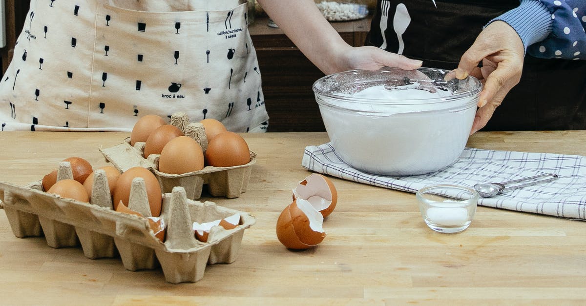 Can over whipped egg whites be used in other ways? - Crop faceless women with bowl of whipped cream baking together