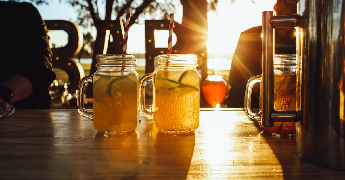 Can Soda Lime glass handle hot liquid? (Like tea, soup, etc.) - Glass jar of cold drink with citrus fruit