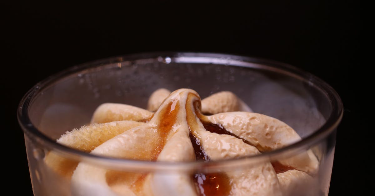 Caramel Sauce vs Caramel Syrup - White Ice Cream in Clear Parfait Glass