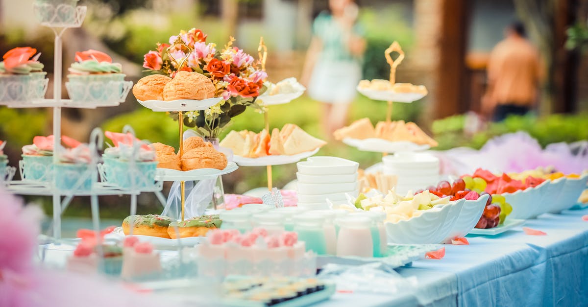 Catering our daughter's wedding [duplicate] - Various Desserts on a Table covered with Baby Blue Cover