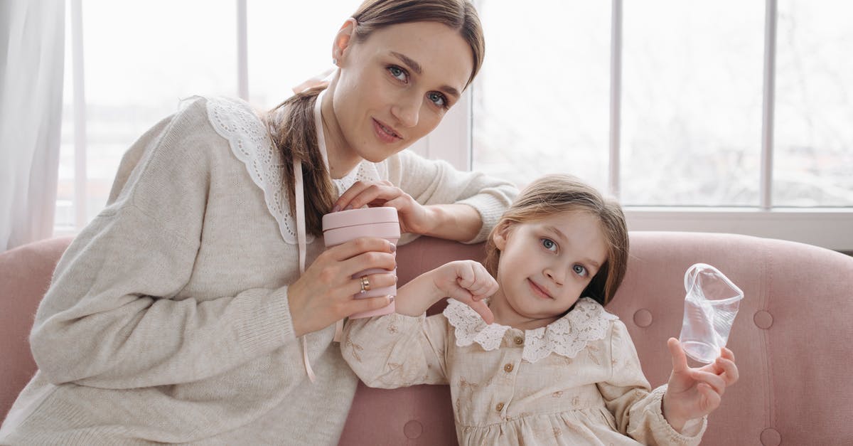 Cedar Planks - Reusable Vs. Disposable - Woman and Child Holding a Disposable Cup and Reusable Mug