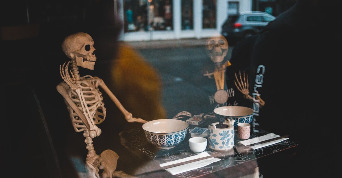 Ceramic knives for boning? - Skeletons at table with dishware in cafe