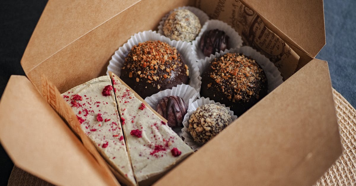 Chocolate coating for truffles shrinks as it sets - What to do? - Chocolate Truffles and Cake Slices Packed in Cardboard Box