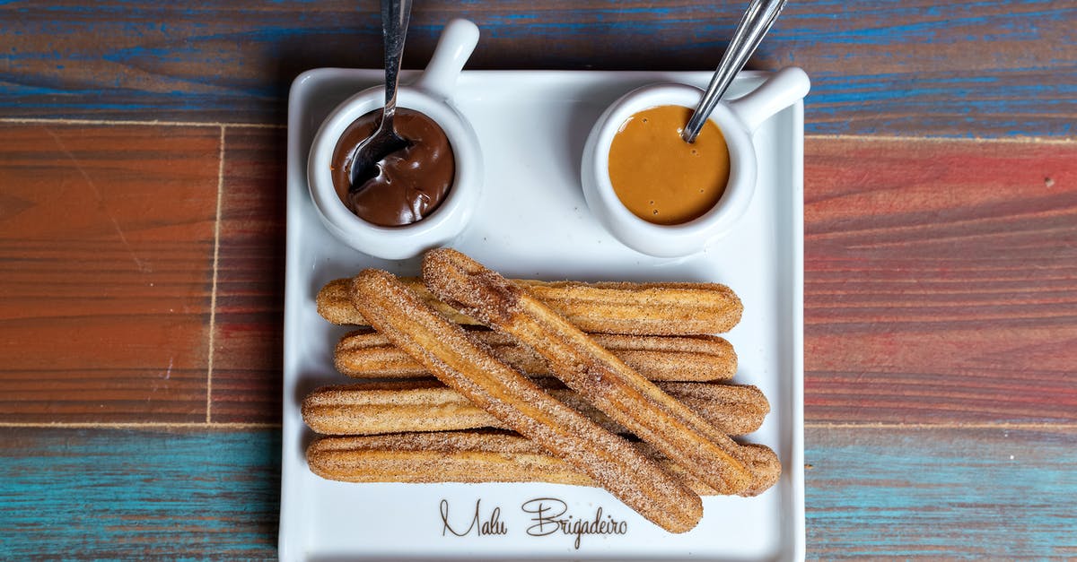 Chocolate seized during dipping, how to prevent it? - Churros with Chocolate and Dulce de leche Dips