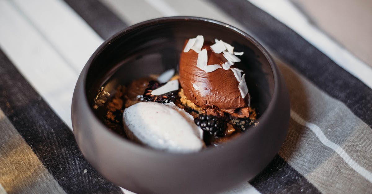 Coconut cream from coconut butter - Chocolate cremeux served in bowl