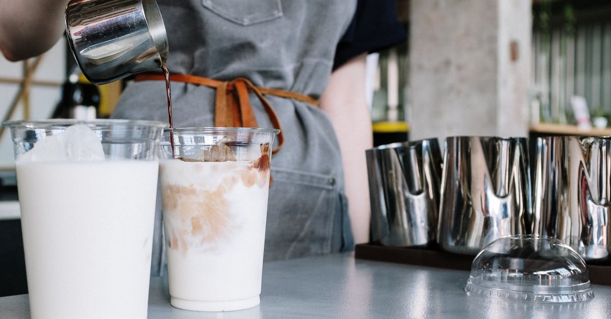 Coconut milk in iced coffee - White Plastic Cup With Brown Liquid