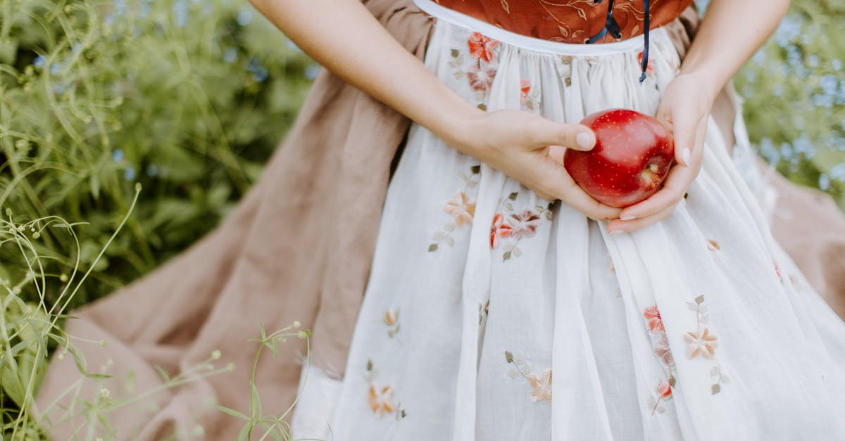 Completing an unattended to apple cider vinegar - Woman in White and Red Floral Dress Holding Red Apple Fruit