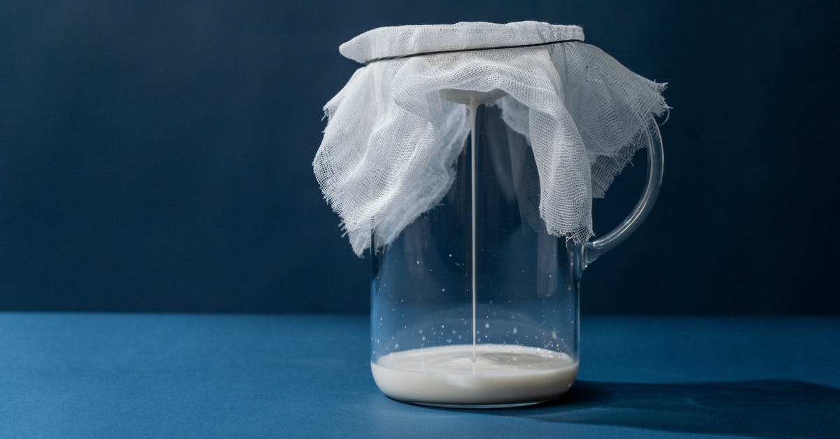 Condensed milk instead of evaporated [duplicate] - A Cheesecloth on a Glass Jar with Pouring Milk