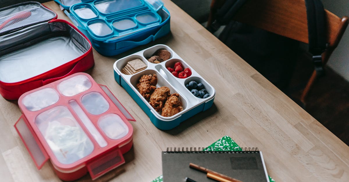 Conflicting instructions from different sources: roasting chicken - Lunch boxes with delicious food in classroom