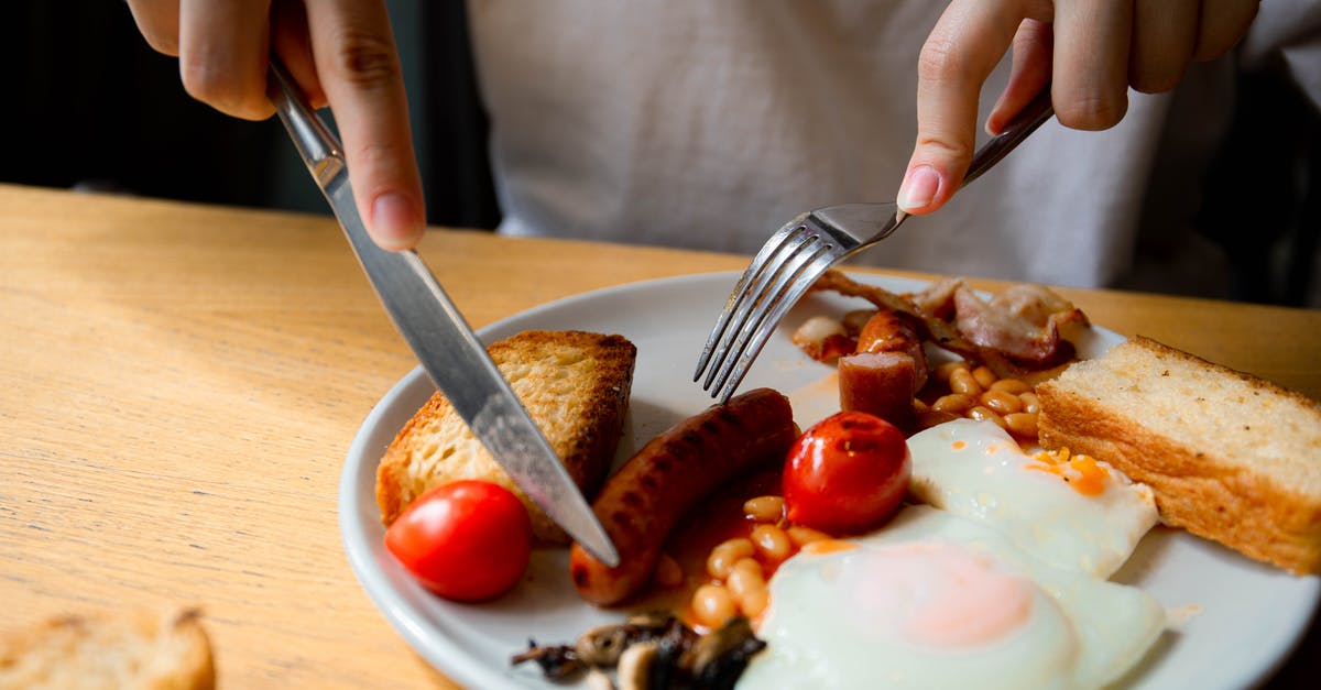 Cooked bacon too salty - A Person Holding Silver Utensils