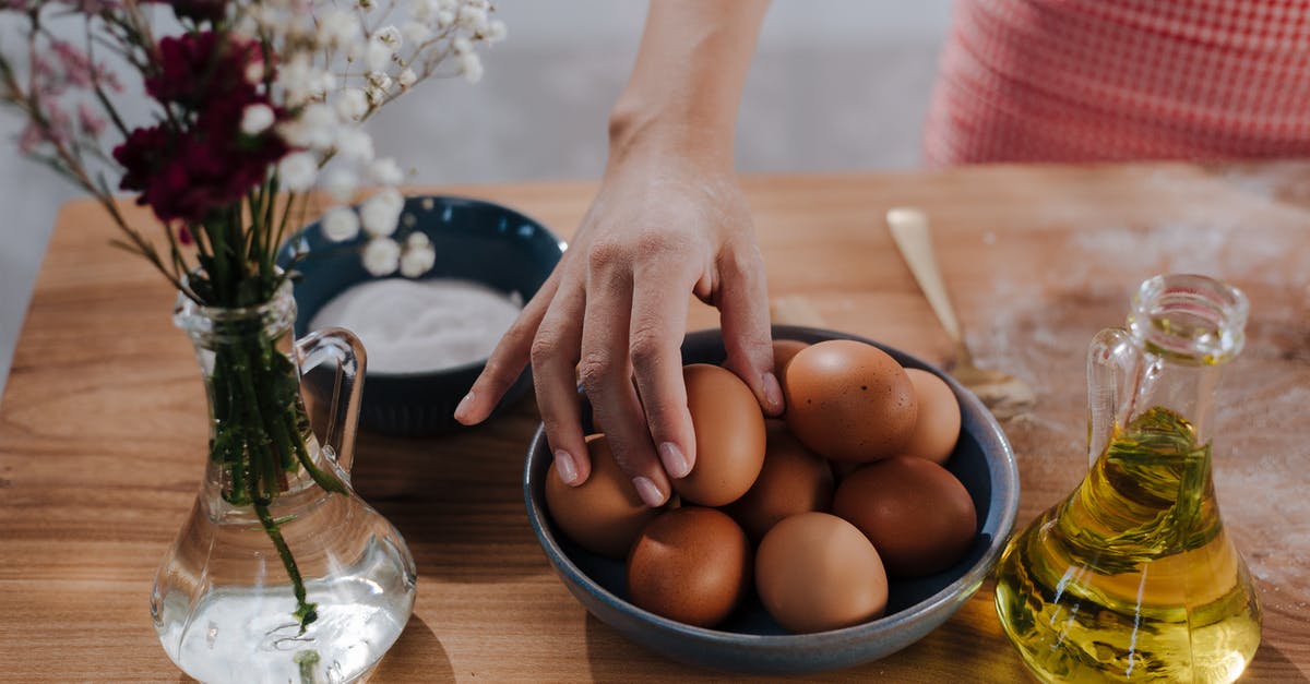 Cooking an egg without oil or butter - Unrecognizable Female Hand Choosing Egg from Bowl