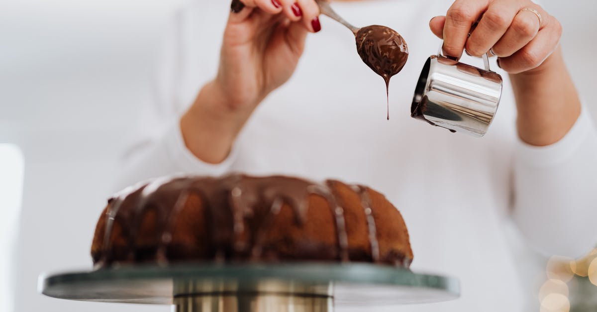 Cooking an eggless cake - Person Decorating Cake with Chocolate