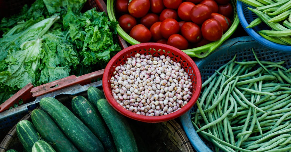 Cooking beans with intact skins - Assorted Vegetables on  PLastic Trays