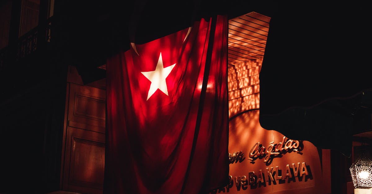 Cooking Turkey Legs and boneless Turkey breast in an electric roaster - Flag hanging on entrance of building