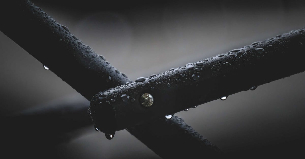 Copper-lined stainless steel vs pure copper skillet - Closeup of part of wet steel fence covered with clear pure transparent raindrops