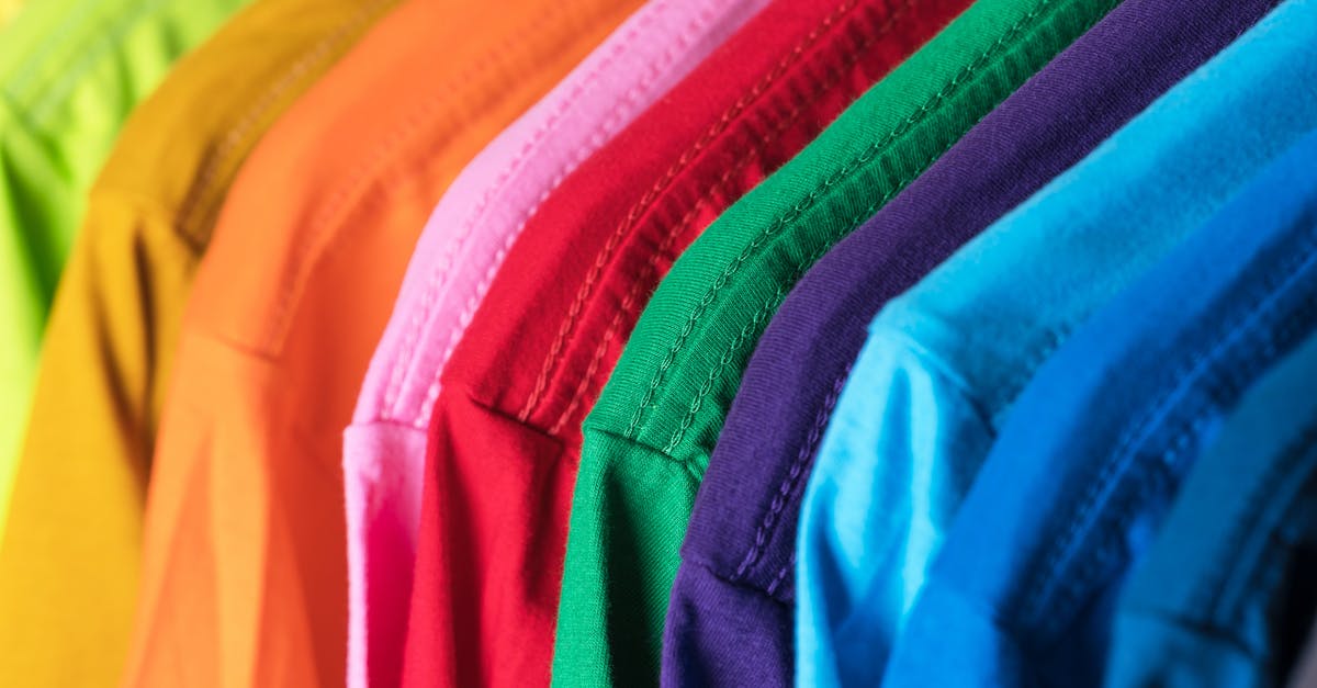 Cornmeal won’t set up - Closeup of multicolored vibrant cotton t shirts hanging in row in modern wardrobe
