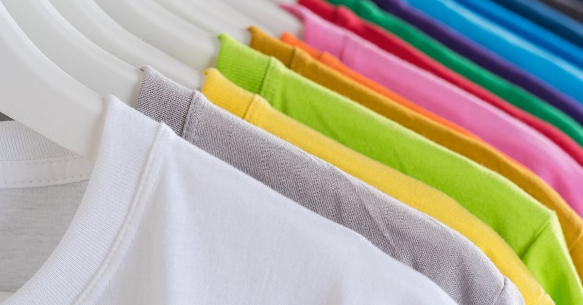 Cornmeal won’t set up - Closeup bright multicolored soft cotton t shirts hanging on rail in well organized wardrobe