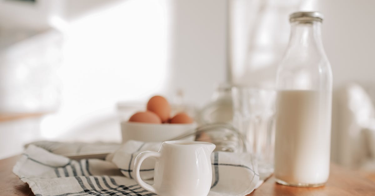 Creamer returns - 
A Close-Up Shot of a Porcelain Creamer and a Bottle of Milk