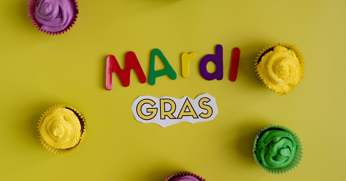 Crumble added to muffins before baking - Mardi Gras Text And Colorful Cupcakes In Yellow Background