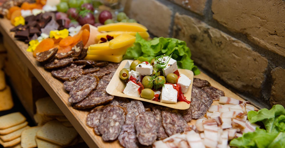 Curing with smoked salt - Meat cold cuts station in buffet