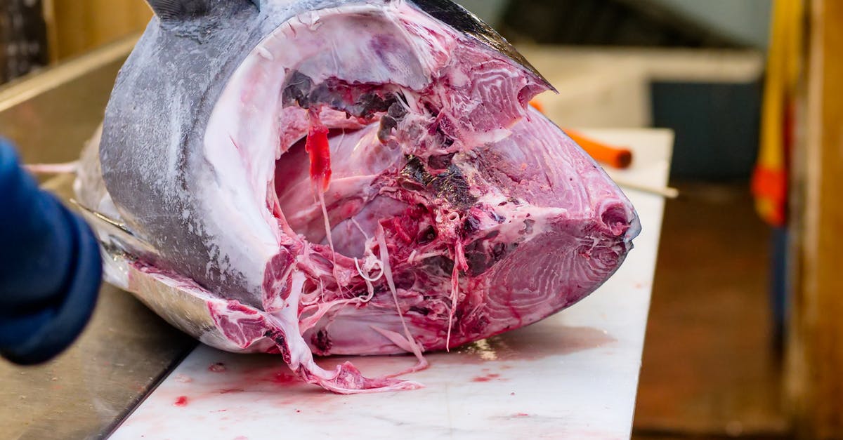 Cutting seared tuna - Slicing of Fresh Tuna