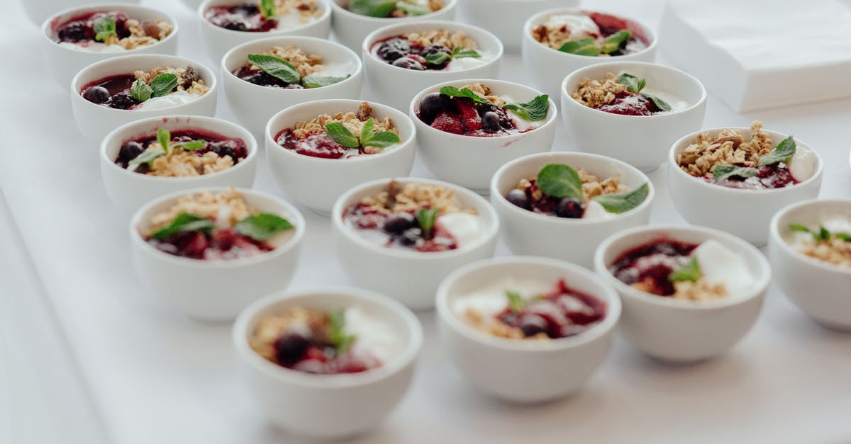 Dairy substitutes for various purposes - Bowls with granola on buffet table