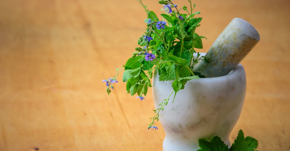 Dehydrating herbs - leaves vs. stems - Purple Petaled Flowers in Mortar and Pestle