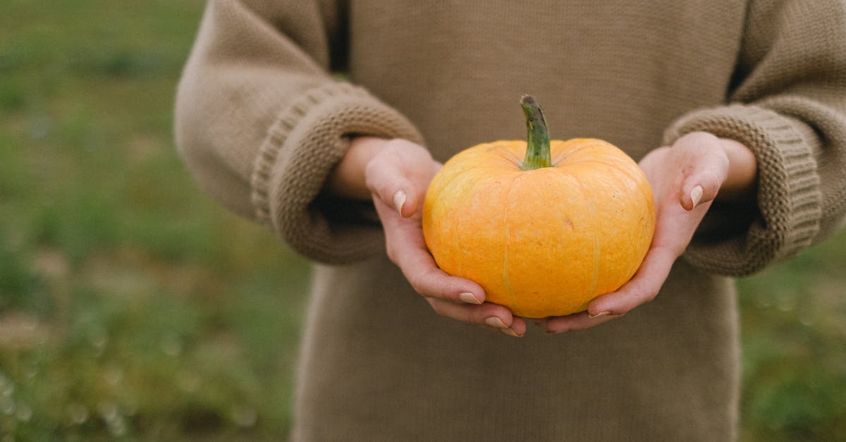 Delicata squash - good outside but not sure about inside - Crop woman with pumpkin in hands