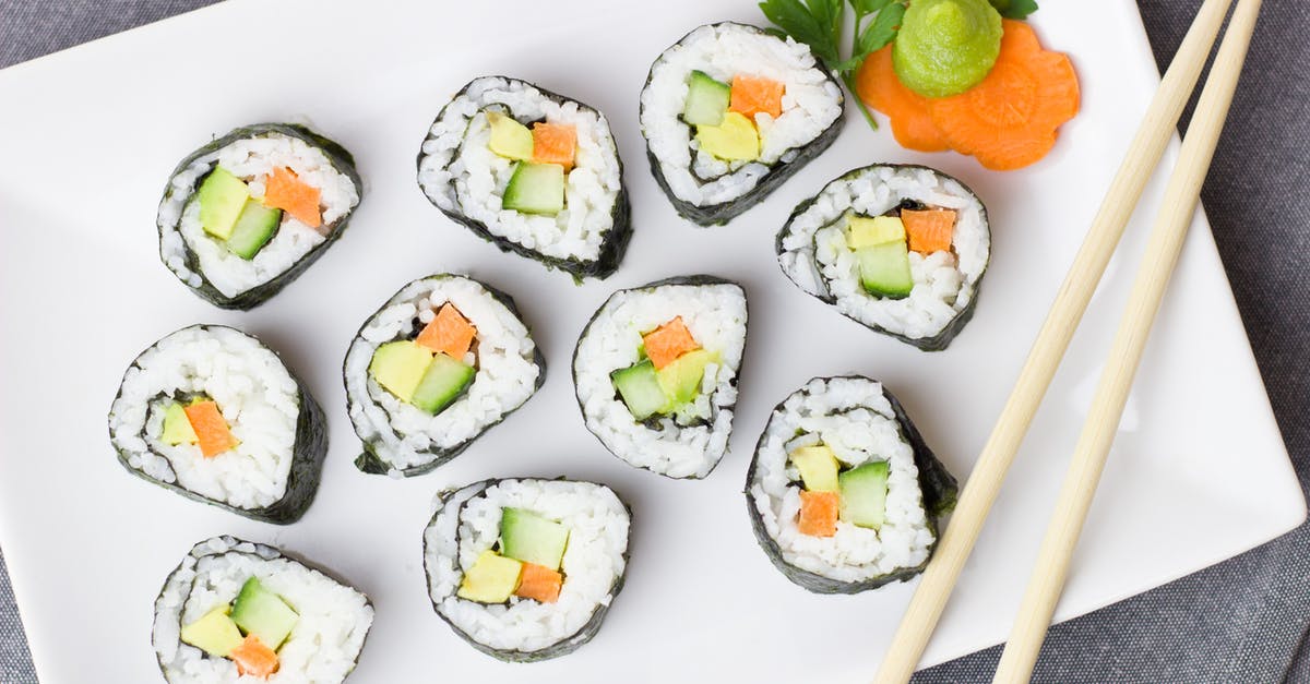 Discolouration of Sushi Rice - California Maki on Dish