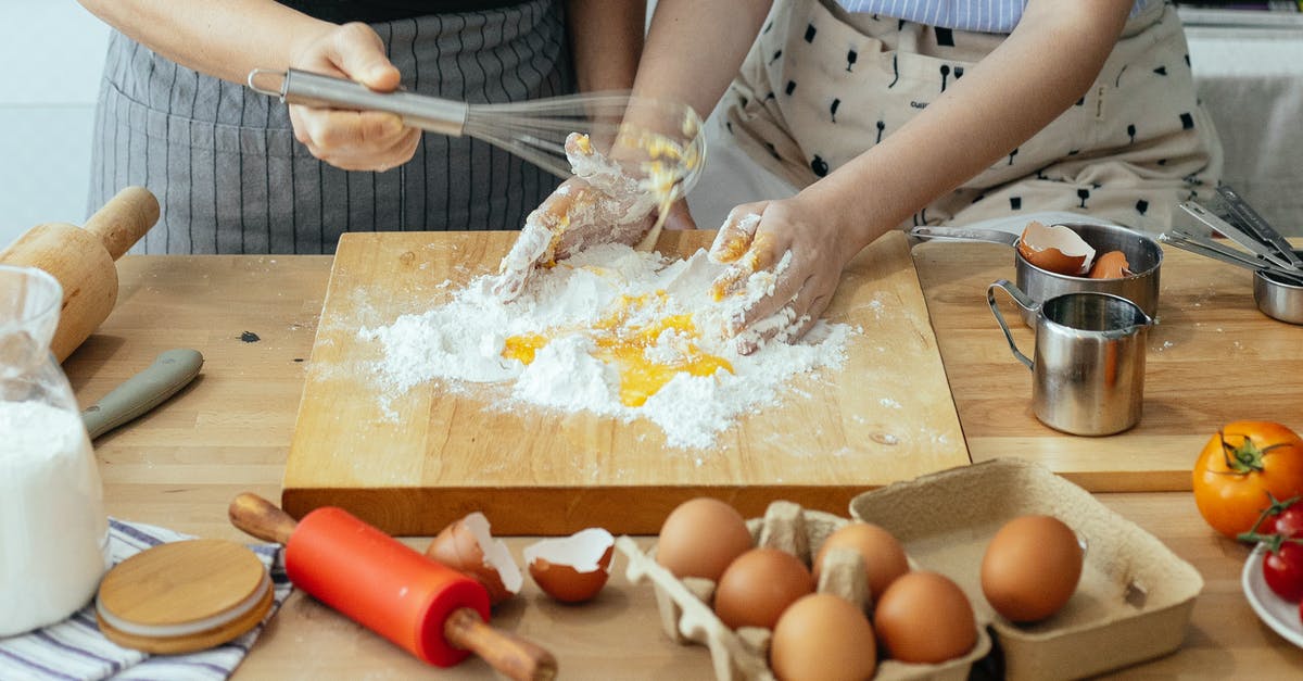 Do egg whites thin out when salt is added, which will make them easier to mix? - Crop women mixing egg and flour with whisk Do egg whites thin out when salt is added, which will make them easier to mix? - Crop women mixing egg and flour with whisk