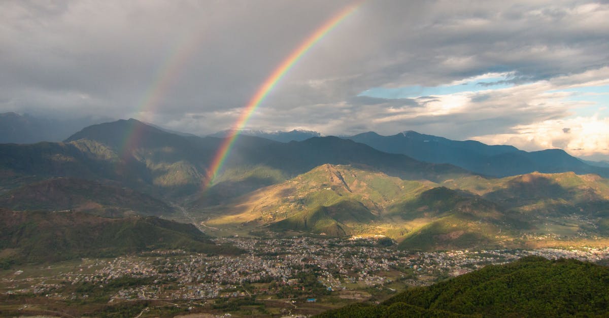 Double boiler sort of pan - Green Mountains Under Rainbow and White Clouds